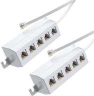 🔌 phone line splitter adapter 1 to 5, rj11 6p4c male to 5 way 6p4c female socket rfadapter: connect printer, fax machine, and multiple landline telephones efficiently logo