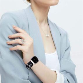 img 1 attached to Fastgo Scrunchie Bands для Fitbit Versa/Versa 2/Versa Lite Special Edition Women, эластичная резинка для запястья из растягивающейся ткани с принтами, аксессуар для браслета (черный)