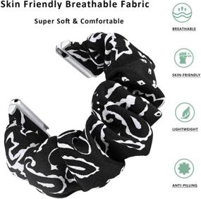 img 3 attached to Fastgo Scrunchie Bands для Fitbit Versa/Versa 2/Versa Lite Special Edition Women, эластичная резинка для запястья из растягивающейся ткани с принтами, аксессуар для браслета (черный)