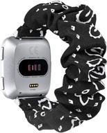 fastgo scrunchie bands для fitbit versa/versa 2/versa lite special edition women, эластичная резинка для запястья из растягивающейся ткани с принтами, аксессуар для браслета (черный) логотип