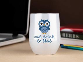 img 2 attached to 🦉 Owl Drink to That: Glitter White Wine Tumbler or Coffee Mug - Perfect Gift for Owl-Loving Women!