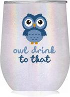 🦉 owl drink to that: glitter white wine tumbler or coffee mug - perfect gift for owl-loving women! logo