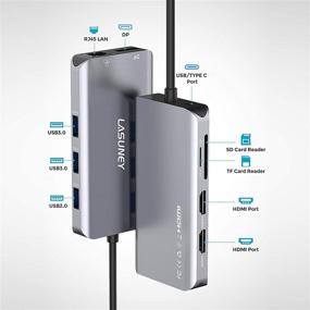 img 3 attached to 🔌 Lasuney Тройная USB Type C-стыковая станция с 2-мя HDMI, DisplayPort, PD3.0, Ethernet, 3 портами USB, SD/TF, мультипортовый адаптер для подключения к док-станции MacBook Air Pro и еще больше.