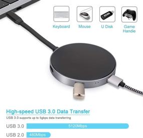 img 2 attached to 💻 VOASTEK USB C Hub, USB C Adapter Hub, 4K HDMI Adapter, 2 USB 3.0 5Gbps Ports, Type C Data & Charge and 2-Slot SD/Micro SD Card Reader Compatible with MacBook Pro and more, Hub featuring Qi Wireless Charger
