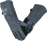 high-quality 16-inch leather forge welding gloves: heat resistant up to 932°f, bbq gloves with kevlar stitching for working/welding/grill/mig/fireplace logo