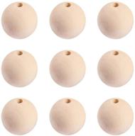 🔮 30pcs 40mm natural wooden beads: large round wood ball for jewelry crafts, home decor, macrame, christmas tree farmhouse garland diy projects - unfinished wooden loose spacer bead by ph pandahall logo