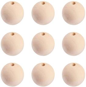 img 4 attached to 🔮 30PCS 40mm Natural Wooden Beads: Large Round Wood Ball for Jewelry Crafts, Home Decor, Macrame, Christmas Tree Farmhouse Garland DIY Projects - Unfinished Wooden Loose Spacer Bead by PH PandaHall