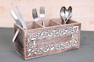 🍴 hand carved wooden cutlery holder - 3 compartment flatware utensil caddy for parties and events (cth01) логотип