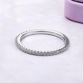 img 2 attached to 💍 WOSTU Thin Band Eternity Rings: Sparkling 925 Sterling Silver Cubic Zirconia Engagement Wedding Rings for Women – Perfect Stackable Love Xmas Gifts!