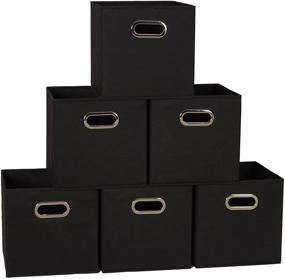 img 4 attached to 🏠 Organize Your Home with Household Essentials 80-1 Foldable Fabric Storage Bins - Set of 6 Cubby Cubes in Black