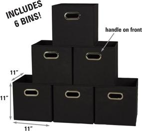 img 1 attached to 🏠 Organize Your Home with Household Essentials 80-1 Foldable Fabric Storage Bins - Set of 6 Cubby Cubes in Black