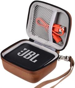 img 3 attached to 👜 Чехол для колонки JBL GO 2: водонепроницаемая сумка для путешествий с отделениями для USB-кабеля и зарядного устройства (коричневый)