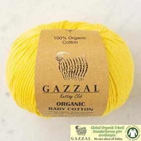 img 4 attached to 🧶 Gazzal Organic Baby Cotton Yarn Pack - 5 Balls, 8.8 Oz Total - 100% Organic Cotton - Light DK, Yellow - 420