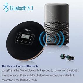 img 3 attached to 📀 Перезаряжаемый портативный CD-проигрыватель с Bluetooth и светодиодным дисплеем - антишоковая и пропускная функции для детей и взрослых: персональный компактный CD-проигрыватель