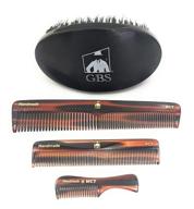 🧔 g.b.s men’s handmade comb set with synthetic hair brush - dct dressing comb, pct pocket comb, mct mustache comb, military style hair brush - ideal kit for beard, mustache grooming - best for men’s logo