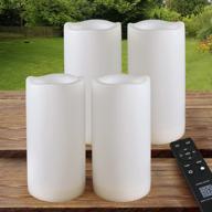 🕯️ home most pack of 4 white led candles outdoor 3x6 - flameless and waterproof with remote and timer - battery operated flickering pillar candles логотип