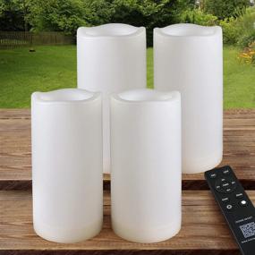 img 4 attached to 🕯️ HOME MOST Pack of 4 White LED Candles Outdoor 3x6 - Flameless and Waterproof with Remote and Timer - Battery Operated Flickering Pillar Candles