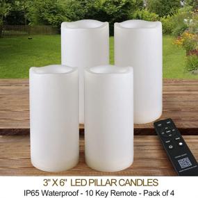 img 3 attached to 🕯️ HOME MOST Pack of 4 White LED Candles Outdoor 3x6 - Flameless and Waterproof with Remote and Timer - Battery Operated Flickering Pillar Candles