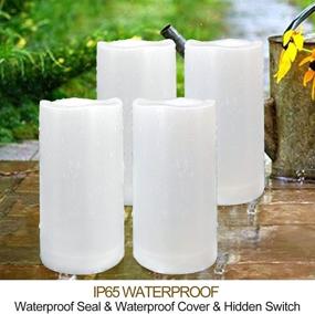 img 2 attached to 🕯️ HOME MOST Pack of 4 White LED Candles Outdoor 3x6 - Flameless and Waterproof with Remote and Timer - Battery Operated Flickering Pillar Candles