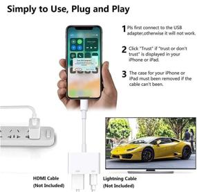 img 2 attached to 📲 Apple MFi Certified Lightning to HDMI Adapter | 1080p Sync Screen Connector Cable with Charging Port | Compatible for iPhone iPad iPod to HD TV/Monitor/Projector
