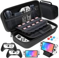 🎮 heystop switch case & accessories for nintendo switch & oled model - carry case, joycon grip, playstand, thumb grips (black) logo