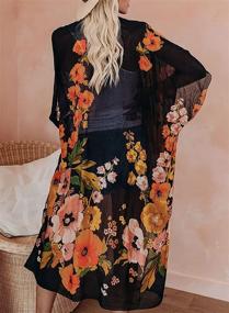 img 3 attached to 🌸 Stylish and Elegant: ROSKIKI Women's Vintage Floral Kimono Beach Cover Up