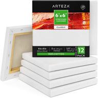 🎨 arteza stretched canvas - pack of 12 square white canvases, 6 x 6 inches, 100% cotton, 8 oz gesso-primed - ideal for acrylic pouring and oil painting logo