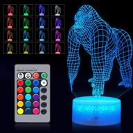 🦍 color changing 3d gorilla night light – led animal lamp with touch and remote control, perfect for baby kid home decor, birthday party – colorful series логотип