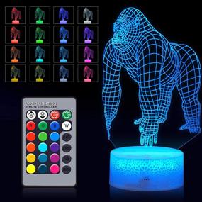 img 4 attached to 🦍 Color Changing 3D Gorilla Night Light – LED Animal Lamp with Touch and Remote Control, Perfect for Baby Kid Home Decor, Birthday Party – Colorful Series