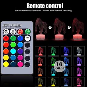 img 2 attached to 🦍 Color Changing 3D Gorilla Night Light – LED Animal Lamp with Touch and Remote Control, Perfect for Baby Kid Home Decor, Birthday Party – Colorful Series