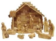 stunning modern holy land imports olive wood nativity set logo