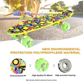 img 2 attached to 🛹 Colorful LED Wheels Mini Cruiser Skateboard: Perfect for Kids, Beginners (Ages 6-12)