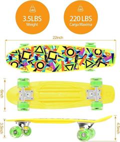 img 1 attached to 🛹 Colorful LED Wheels Mini Cruiser Skateboard: Perfect for Kids, Beginners (Ages 6-12)