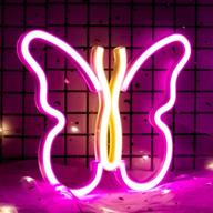 🦋 neon butterfly wall lights decor – usb/battery led neon night light decoration, aesthetic room decor for girls, kids, living room, bar, dorm, men cave (b-pink/yellow) логотип