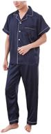 🌙 men's sleepwear black - button down pajama set in carbazole print for sleep & lounge logo