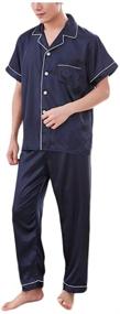 img 4 attached to 🌙 Men's Sleepwear Black - Button Down Pajama Set in Carbazole Print for Sleep & Lounge