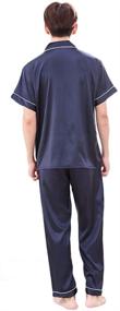 img 3 attached to 🌙 Men's Sleepwear Black - Button Down Pajama Set in Carbazole Print for Sleep & Lounge