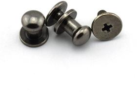 img 1 attached to LQ Industrial 12PCS Black Solid Brass Sam Browne Button Screw Studs Nail Round Rivets - Perfect for DIY Leather Craft Belt Wallet Handbag - Size: 5x7x7mm