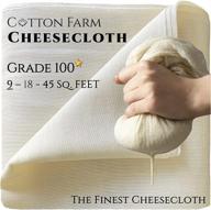 🧀 grade 100 premium quality cheesecloth - ultra fine cotton farm, 100% mediterranean cotton, 9-18-45 sq. ft, unbleached, reusable, washable; ideal for straining... (9 sq. ft. or 1 sq. yd.) logo