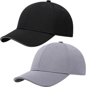 img 4 attached to 🧢 Adjustable Low Profile Plain Baseball Hats with Reflective Brim - Solid Blank Ball Cap for Men, Women, Golf Hat