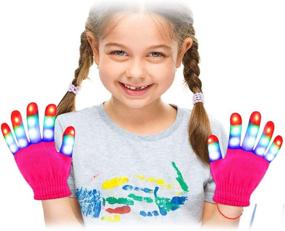 img 1 attached to 🧤 JoFAN Light Up Gloves: Fun LED Rave Toys for Kids Teens - Perfect Gifts, Stocking Stuffers & Party Favors! (Ages 4-9, Pink)