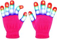 🧤 jofan light up gloves: fun led rave toys for kids teens - perfect gifts, stocking stuffers & party favors! (ages 4-9, pink) logo