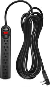 img 4 attached to Black Power Strip Surge Protector with 6 Outlets, 25-Foot Extension Cord, Flat Plug - ETL Listed/UL Standard, Digital Energy