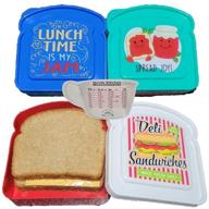 🍱 set of 3 food storage sandwich containers - 2 cups / 16 oz / 490 ml capacity - featuring 3 unique designs - ideal for meal prep, kids or adult lunch box - bpa-free, reusable, and includes 1 bamd magnet логотип