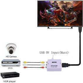 img 3 attached to 📺 Конвертер Honshen Mini AV в HDMI - 1080p RCA Composite CVBS AV в HDMI Видео Аудио Конвертер, Аналоговый в Цифровой конвертер с 3FT HDMI Кабелем (Белый)