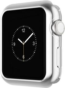 img 3 attached to 🕶️ Чехол для Apple Watch Leotop 44 мм 40 мм, мягкий плотный ТПУ-бампер, легкий тонкий защитный ударопрочный корпус, совместим с iWatch Series 6 5 4 SE (серебряный, 44 мм)