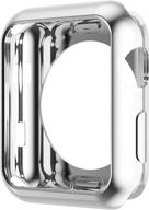 🕶️ чехол для apple watch leotop 44 мм 40 мм, мягкий плотный тпу-бампер, легкий тонкий защитный ударопрочный корпус, совместим с iwatch series 6 5 4 se (серебряный, 44 мм) логотип