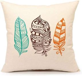 img 3 attached to 🌍 Inspirational Quote Throw Pillow Case Set - Adventure Awaits, Dream Explore Discover, Ethnic Arrows, Feathers - 18" x 18", Cotton Linen Decorative Cushion Covers - Set of 4