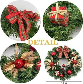 img 1 attached to 🎄 Fambasis 16in Artificial Christmas Wreath: Festive Winter Holiday Home Decor with Bowknot, Flowers, Balls, Gifts - Flocked Elegance!