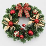 🎄 fambasis 16in artificial christmas wreath: festive winter holiday home decor with bowknot, flowers, balls, gifts - flocked elegance! логотип